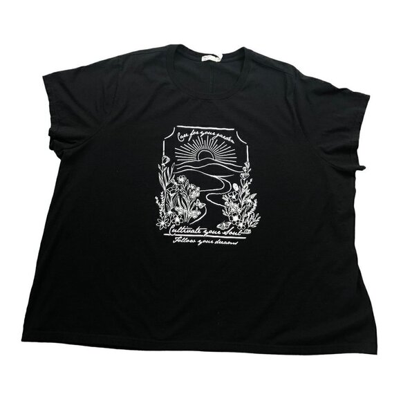 Hanes Tops - Hanes Black Tee Garden Theme Size 4X